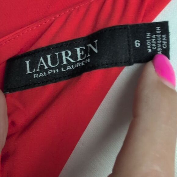 LAUREN by Ralph Lauren Vibrant Red Fully Lined Flowy Dress Size S - Picture 4 of 7
